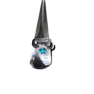 NEW - Bomb Party Ring RBP2950 - LC Light Aquamarine - Rhodium Plated - Size 9